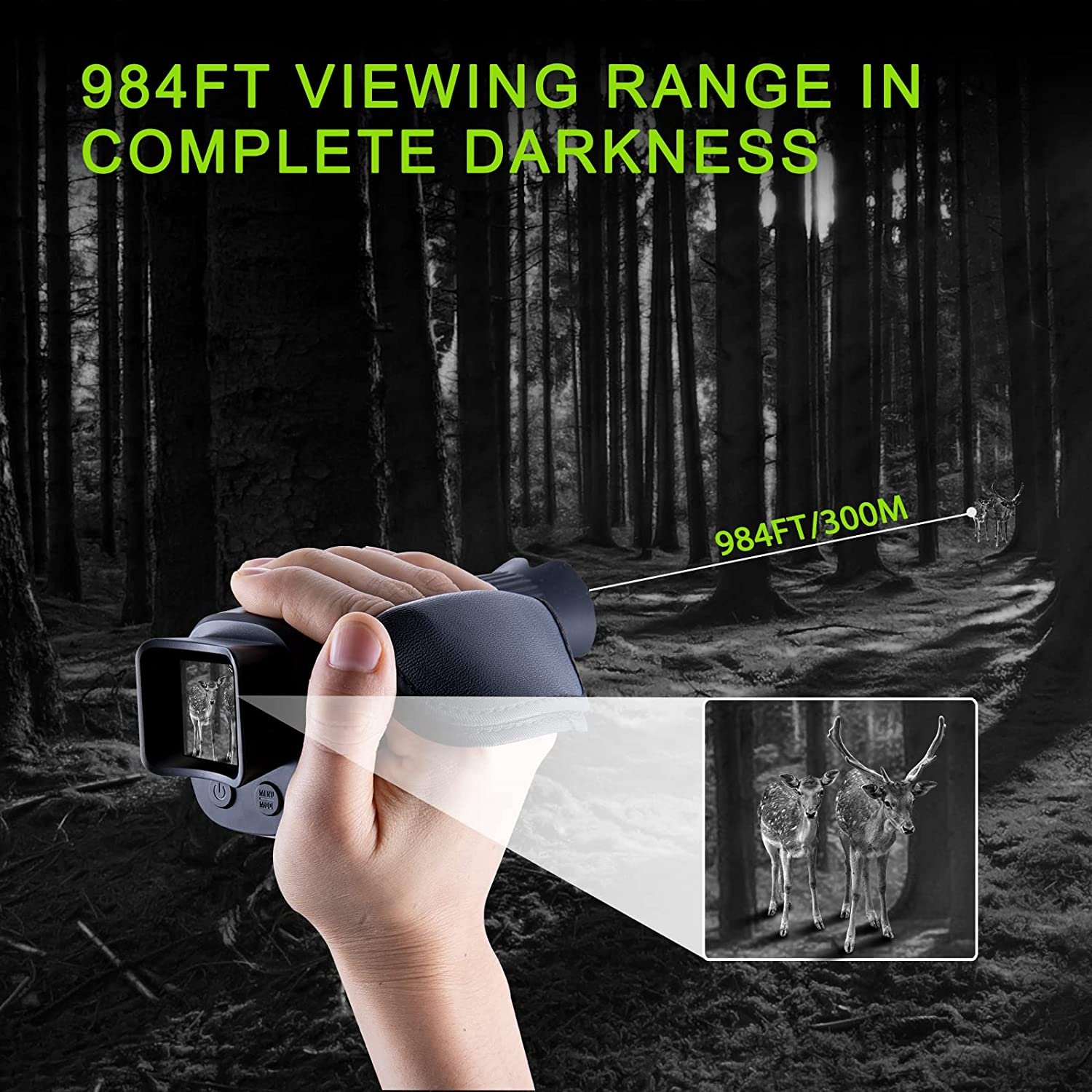 DT28 Night Vision Monocular 1.5' Screen 2.5K Video 10X Digital Zoom 7level IR 300m view in dark night vision hunting scope