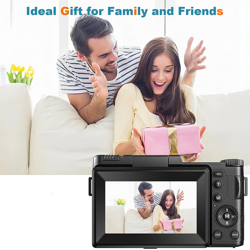 4K Vlog Digital Video Camera with 3.0'' Rotation Screen and Remoter Control Camcorder HD Digital Zoom Camera