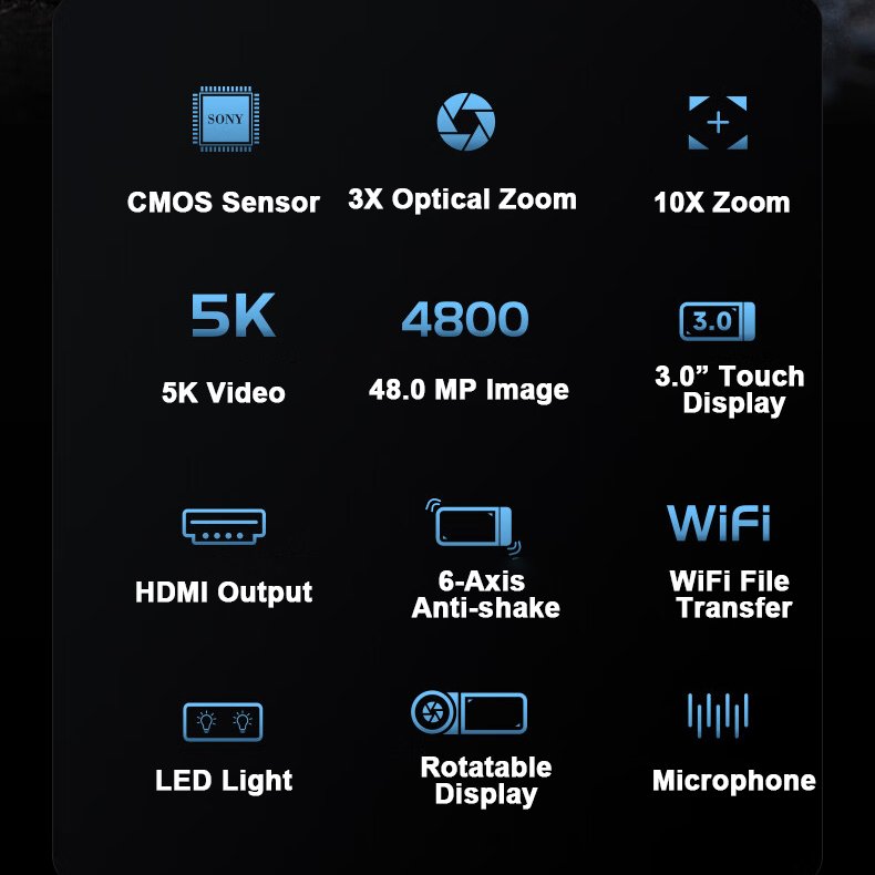 Sinida OEM best Optical Professional 16X Zoom Outdoor 5K HD DV Photo Optical Zoom Video Cameras Digital Camera For Photography