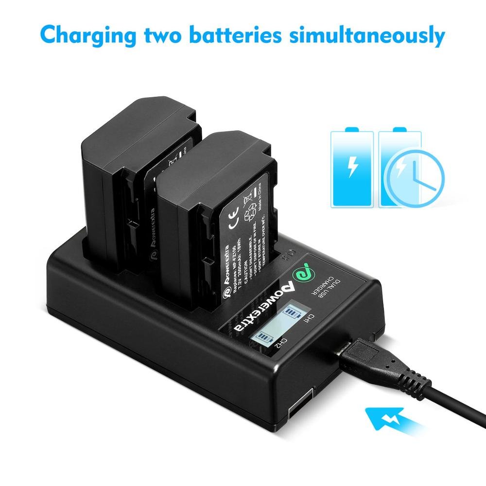 Powerextra Hot Sales Full Decoded 2500mAh 7.4v Digital Camera Rechargeable Lithium-Ion Battery Np-Fz100 Npfz100 Set