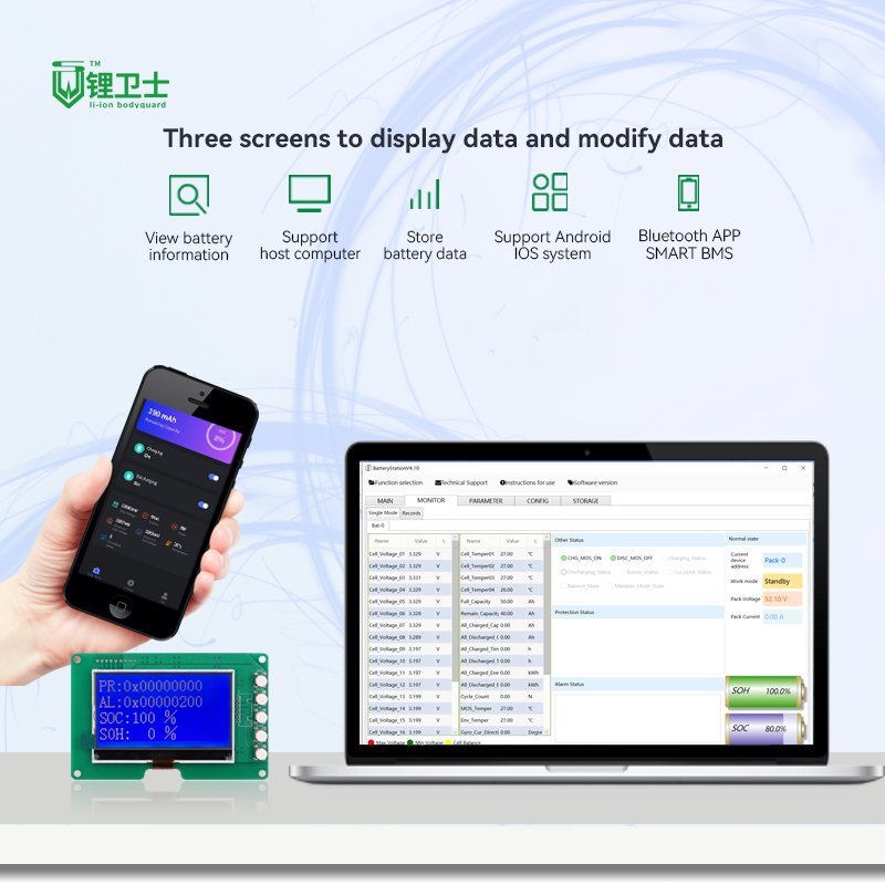 LWS Energy Storage Battery Management System li-ion Smart BMS 16s With UART RS485 RS232 BMS Circuit Board
