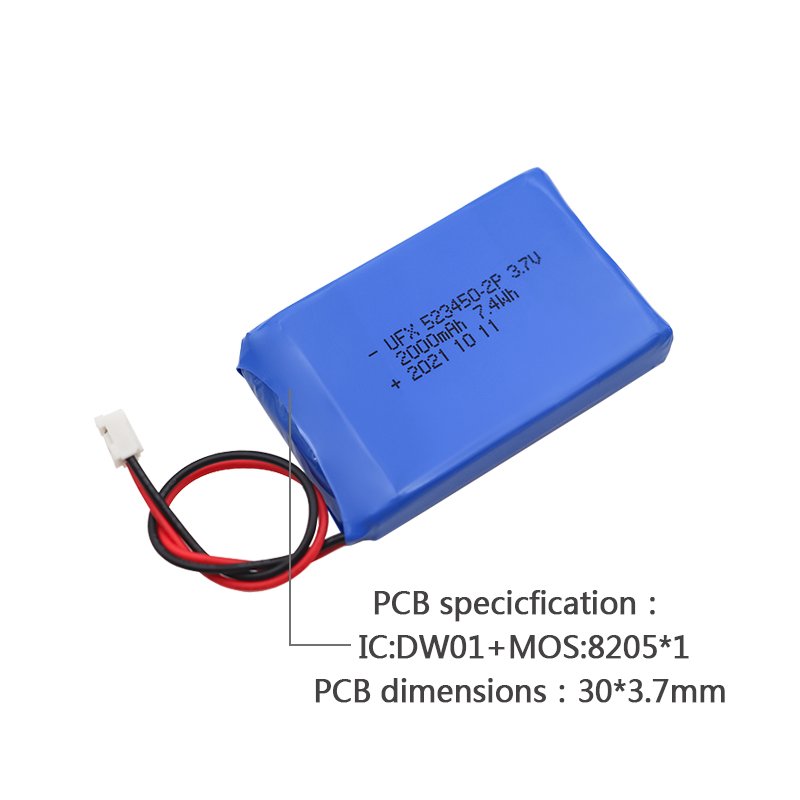 Factory Wholesale Batteries Rechargeable Lithium Battery Pack UFX 523450 1S2P 2000mAh 3.7V 7.4Wh For Remote Control