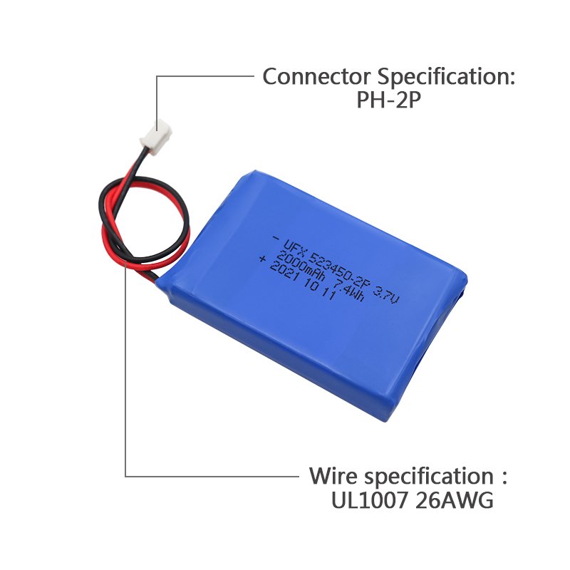 Factory Wholesale Batteries Rechargeable Lithium Battery Pack UFX 523450 1S2P 2000mAh 3.7V 7.4Wh For Remote Control