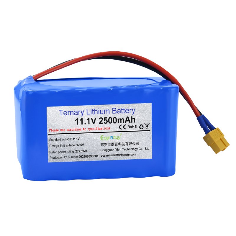 wholesale price 11.1v 2.5Ah custom size rechargeable digital audio battery lithium battery pack