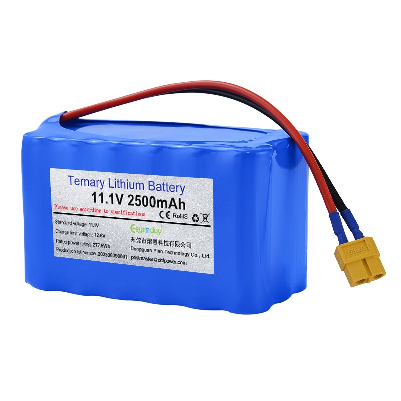 wholesale price 11.1v 2.5Ah custom size rechargeable digital audio battery lithium battery pack
