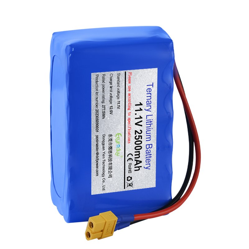 wholesale price 11.1v 2.5Ah custom size rechargeable digital audio battery lithium battery pack