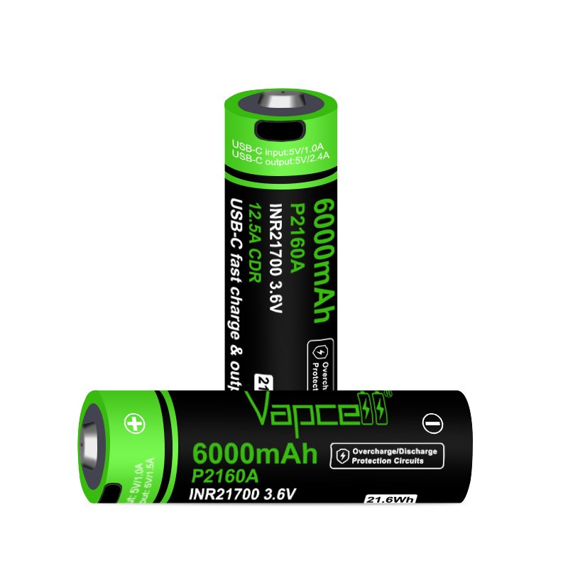 Highest capacity 21700 6000mah 12.5A P2160A Button Top battery 3.6V For Electric Power Tools