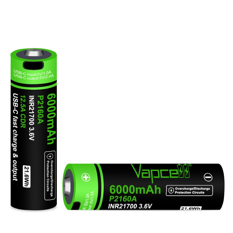 Highest capacity 21700 6000mah 12.5A P2160A Button Top battery 3.6V For Electric Power Tools