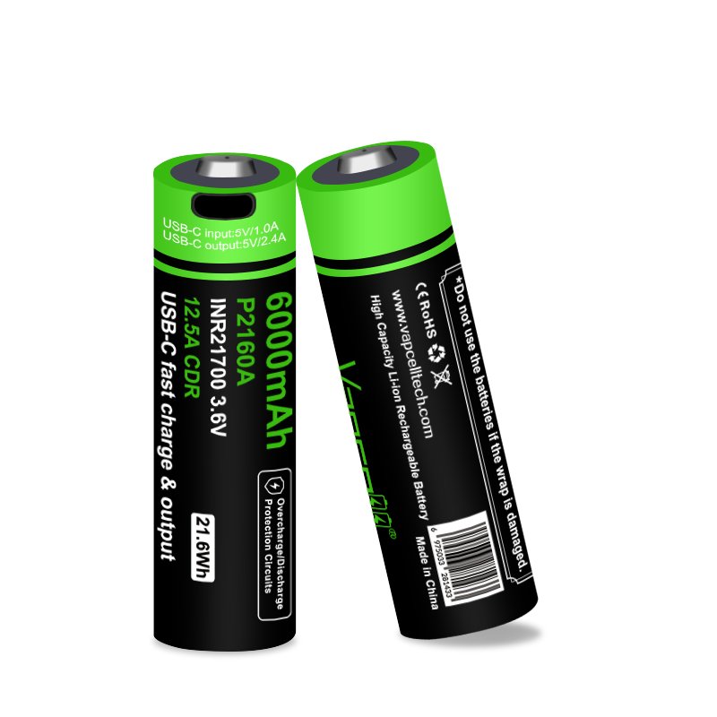 Highest capacity 21700 6000mah 12.5A P2160A Button Top battery 3.6V For Electric Power Tools
