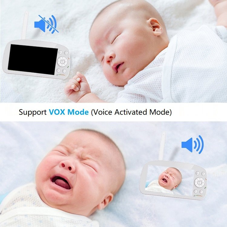 Foldable Camera 1080P 5.5 inch Color LCD Display 5000mAh Battery VOX Mode PTZ Babyfoon Digital Smart Wireless Video Baby Monitor
