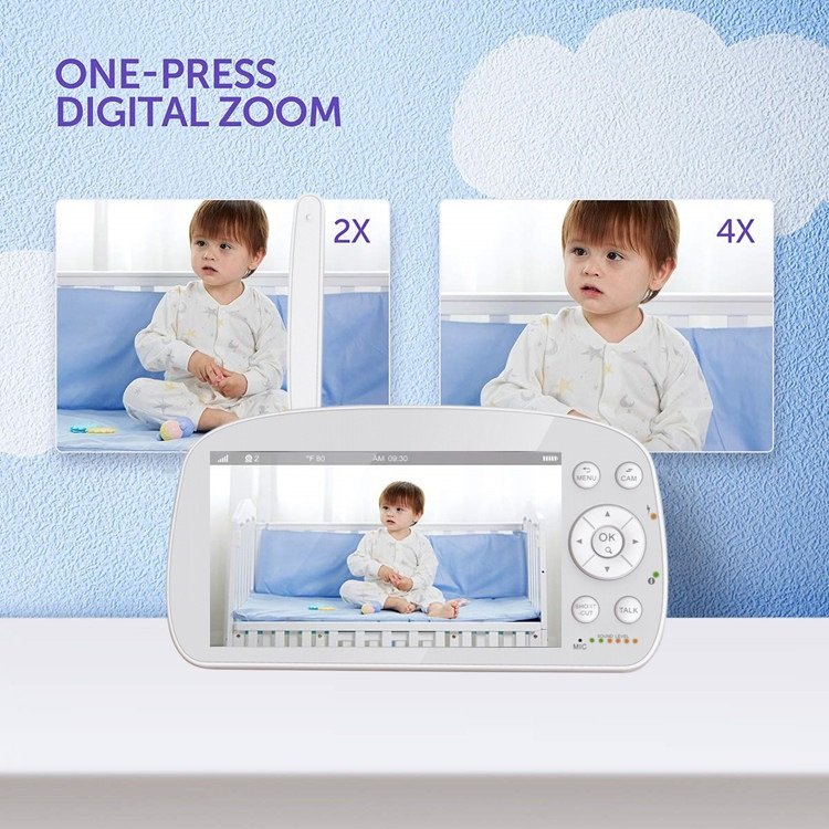 Foldable Camera 1080P 5.5 inch Color LCD Display 5000mAh Battery VOX Mode PTZ Babyfoon Digital Smart Wireless Video Baby Monitor