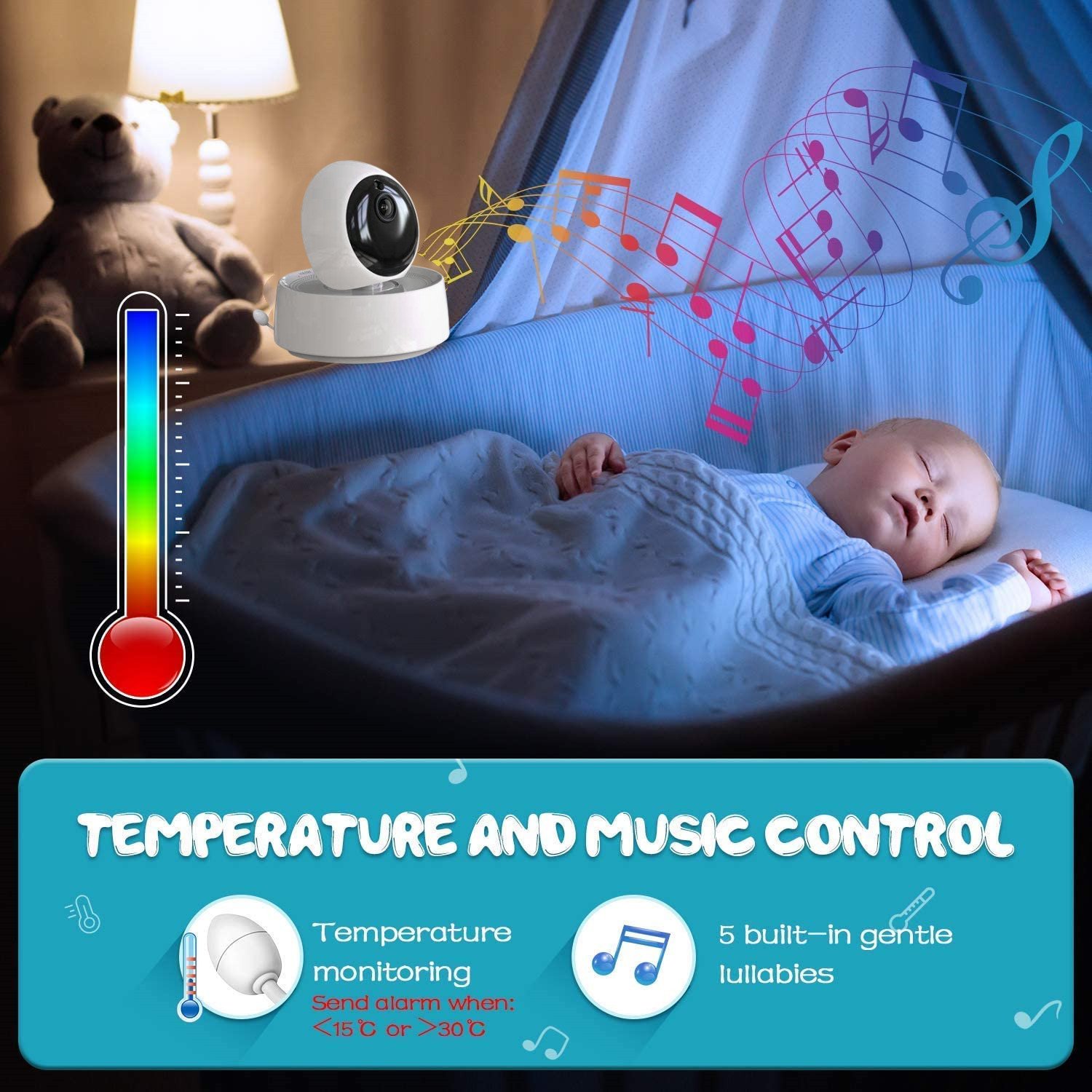 Foldable Camera 1080P 5.5 inch Color LCD Display 5000mAh Battery VOX Mode PTZ Babyfoon Digital Smart Wireless Video Baby Monitor