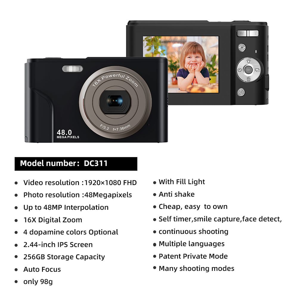 New Photoshoot Travel Foco Camara Point And Shoot Camera Digital Full HD Hand Custom Compact Camera for Sale