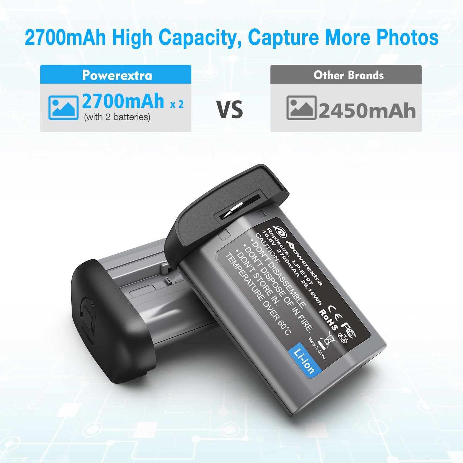 Deep Cycle Replacement LP-E10T 2700mAh 10.8v Li-ion Digital Camera Rechargeable Battery