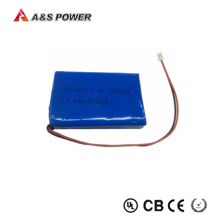 UL1642 KC Rechargeable 2S lipo battery lithium ion 523450 1000mah 7.4v li-polymer battery pack