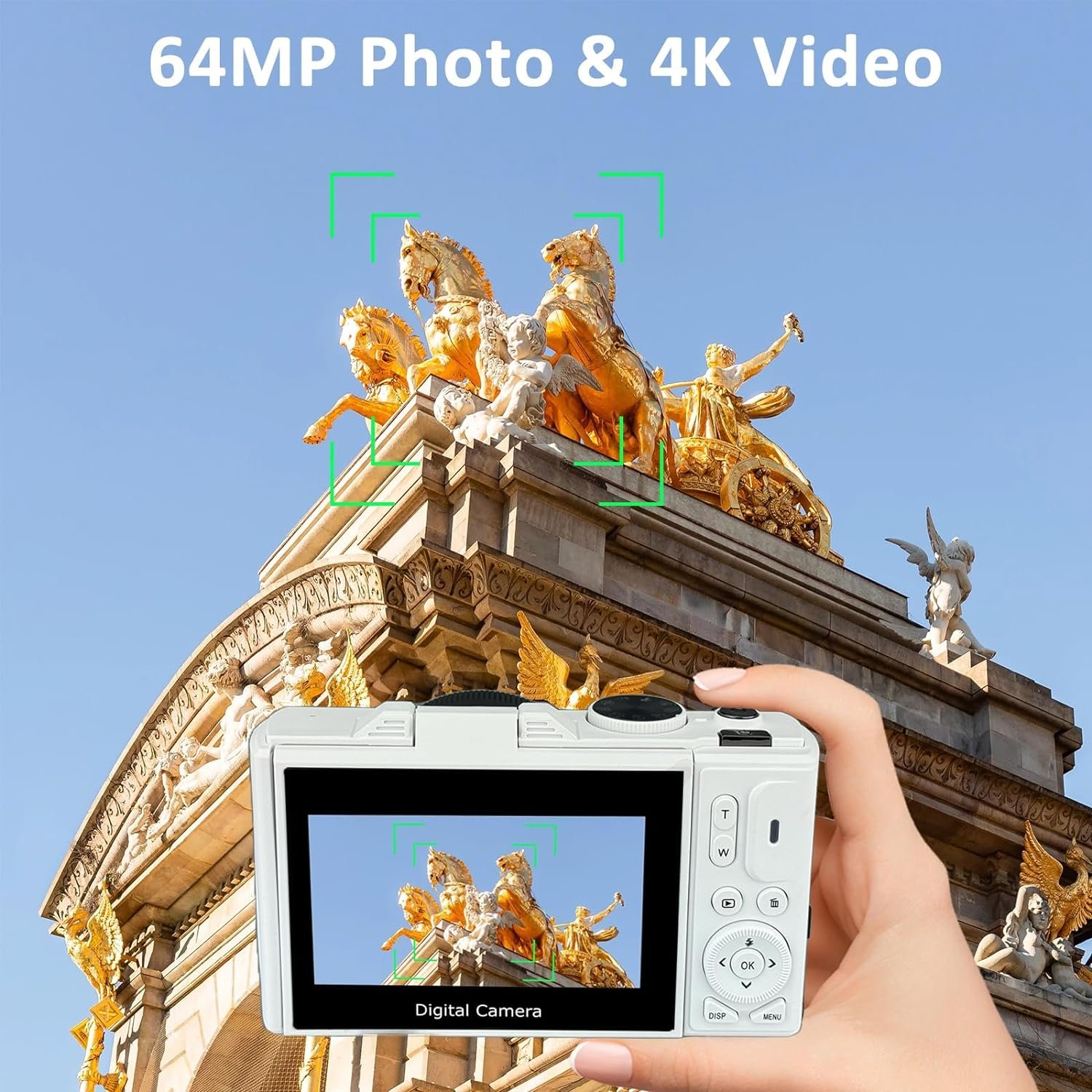SPRITE GROUP High-End 4K Digital Camera 64MP with 16X Digital Zoom and WiFi Function Flip Screen Video Camera