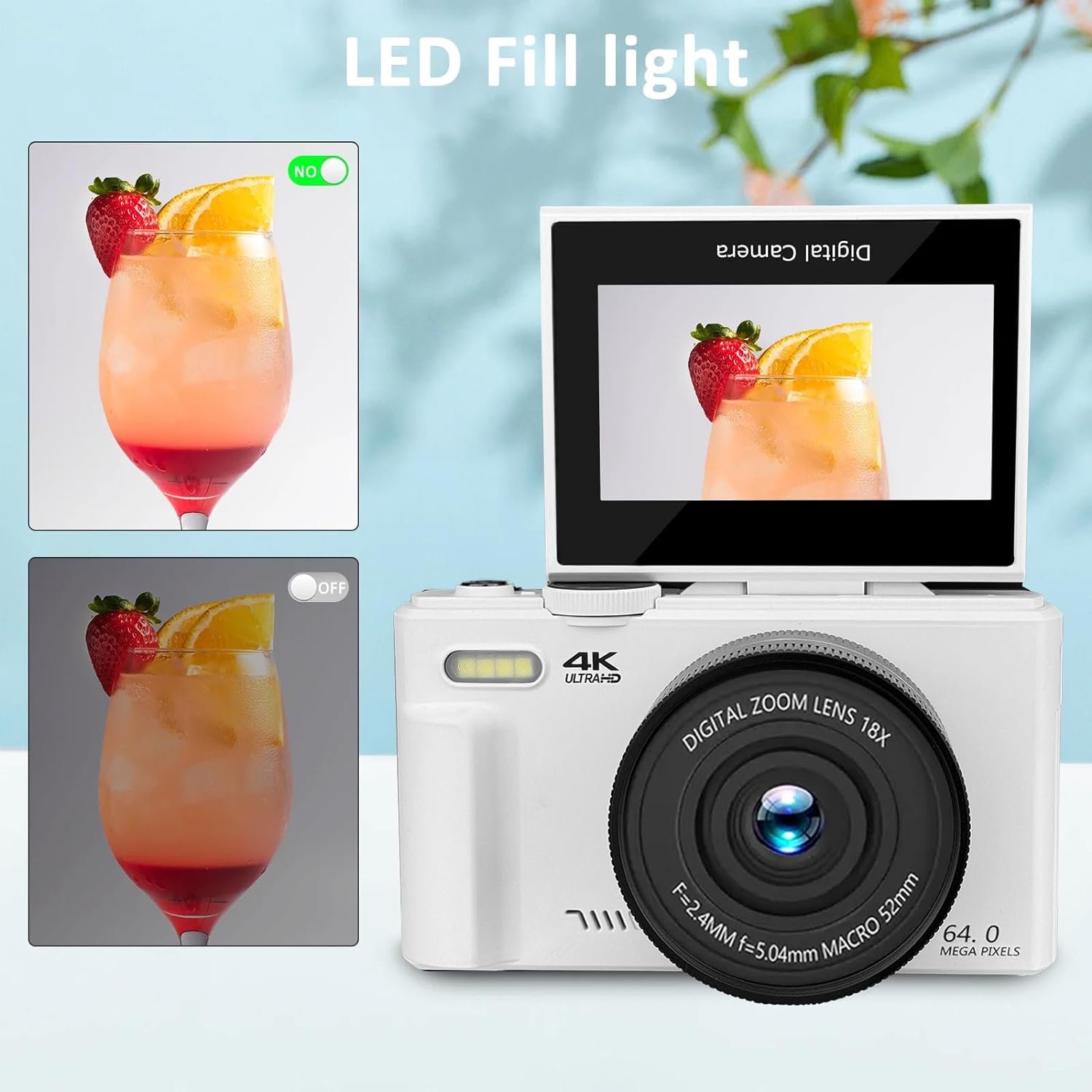 SPRITE GROUP High-End 4K Digital Camera 64MP with 16X Digital Zoom and WiFi Function Flip Screen Video Camera
