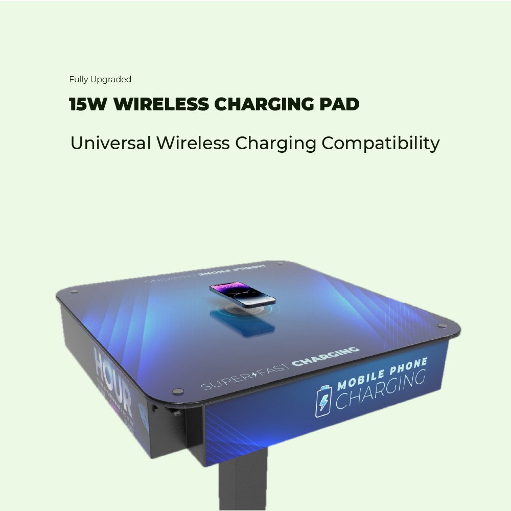 Y2 Power EVA Premium Charging Table with Battery Housing Stand PD 20W commercial charging station with self-retractable cable