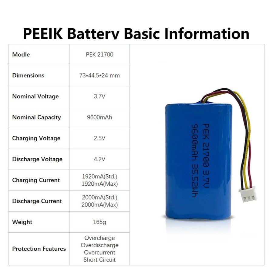 21700 PEEIK 3.7V 9600mAh 1S2P Digital Scale Portable Security Camera Smart Iron Low Maintenance Cost Best-selling Batteries