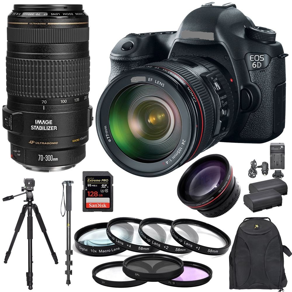 New Sales For Rebel T7 DSLR Camera with 2 Lens Kit with EF18-55mm + EF 75-300mm Lens Black