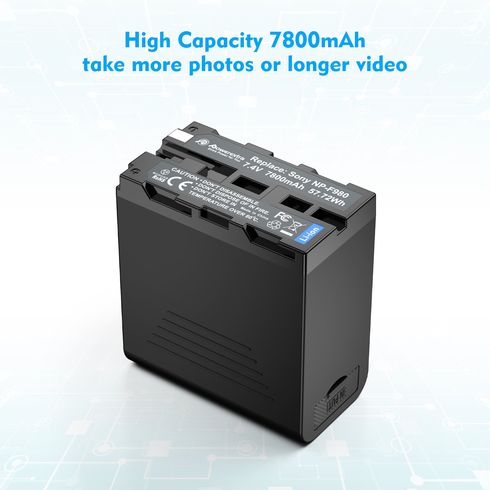 Multifunctional Smart LCD Display High Capacity 7800mAh Lithium-ion Camera NP-F970 Battery With USB Output