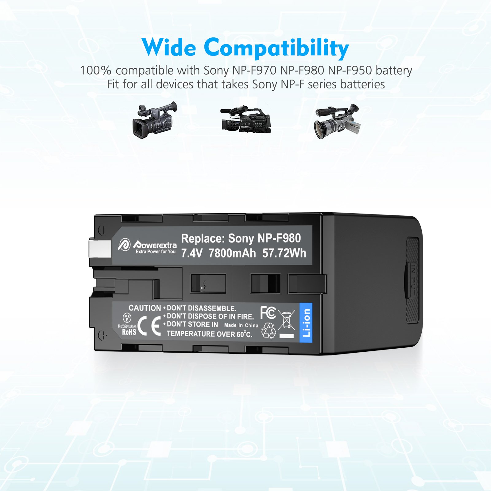 Multifunctional Smart LCD Display High Capacity 7800mAh Lithium-ion Camera NP-F970 Battery With USB Output