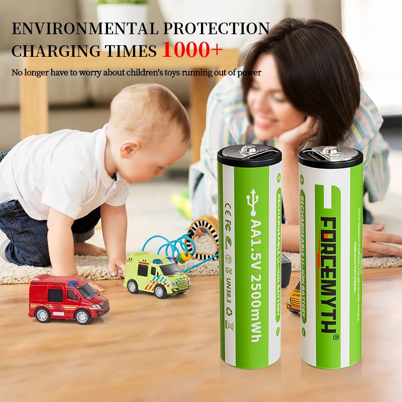 Forcemyth wholesale aa batteries rechargeable 1.5v usb c lithium-ion battery type c li ion battery aa charger with usb cabl