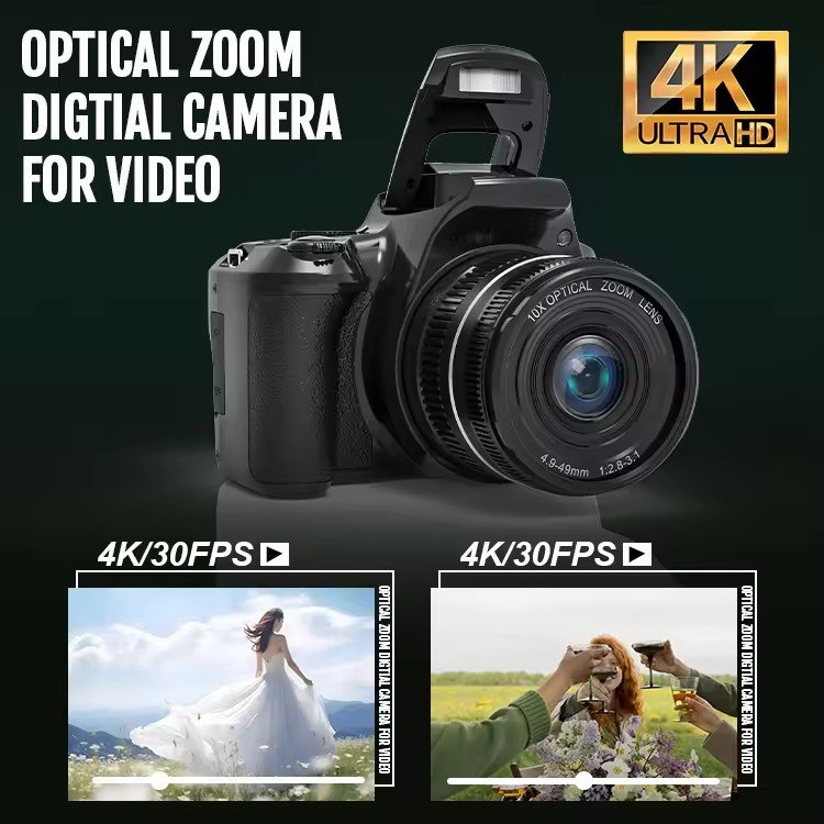 HIgh Quantity Digital Camera with Real 10X Optical Zoom UHD DSLR Camera with WiFi Function & DIS Anti Shake & HID headlight