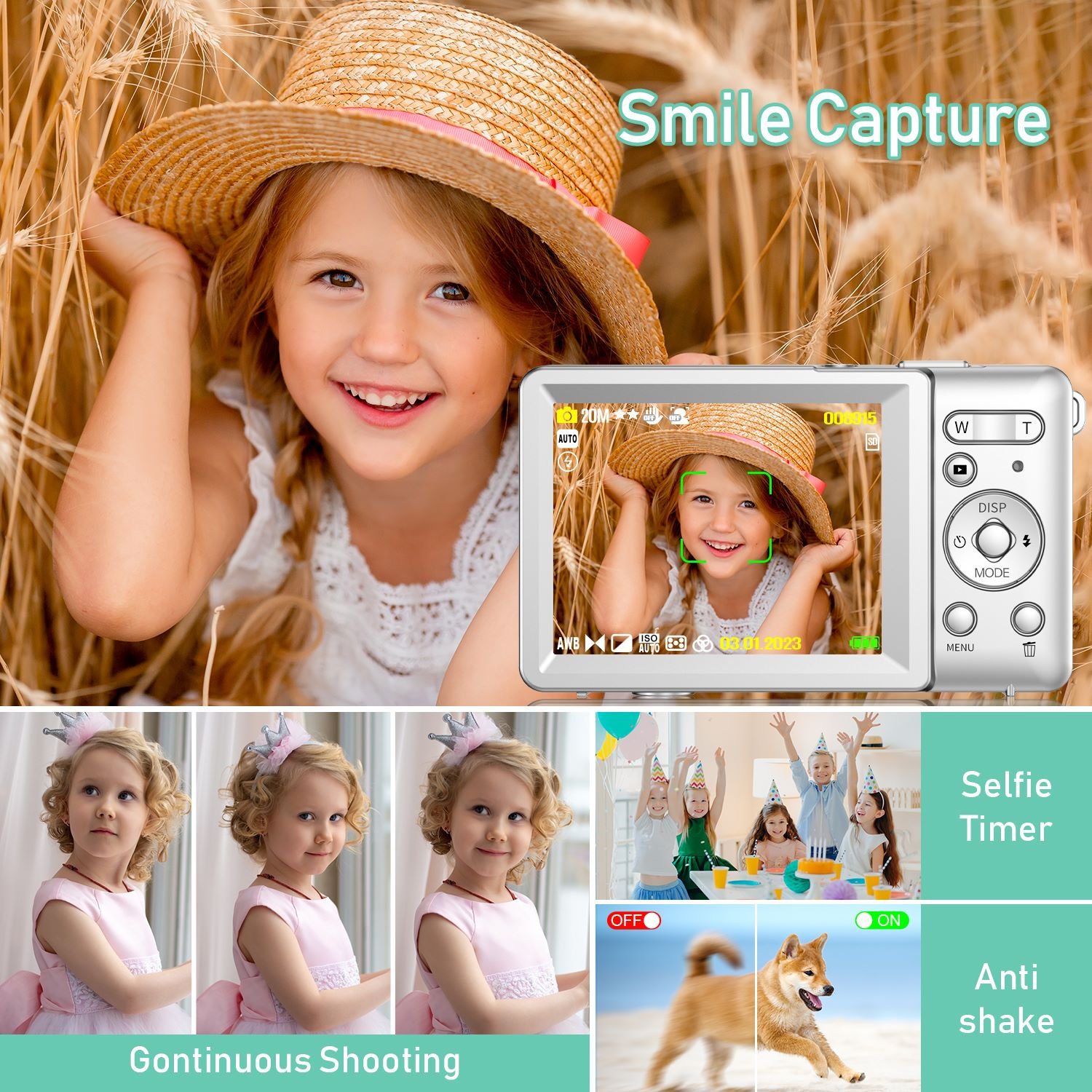 Portable Digital Camera Gift For Friends and kids Camera Face Detection 48MP HD Camera