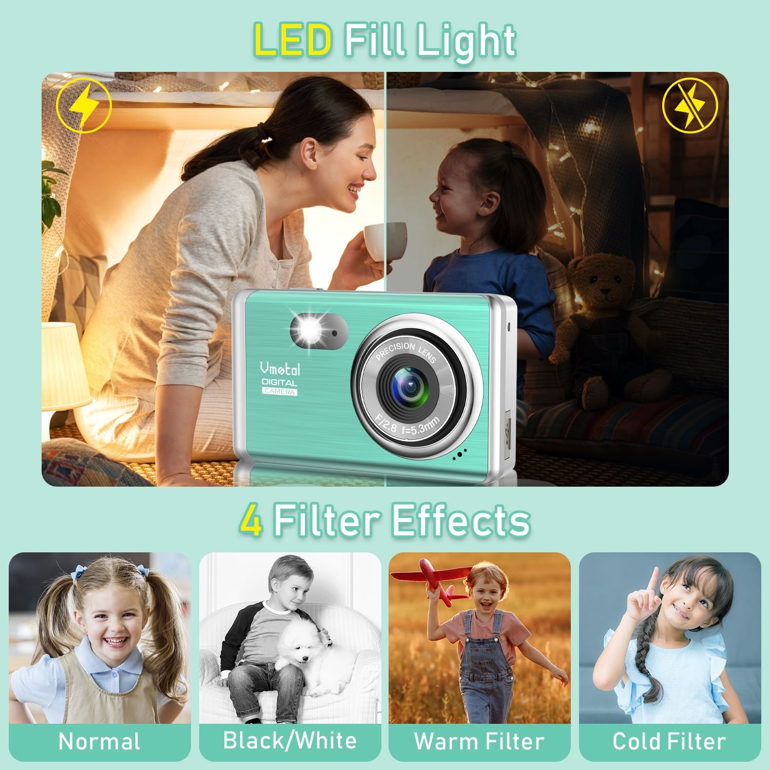Portable Digital Camera Gift For Friends and kids Camera Face Detection 48MP HD Camera