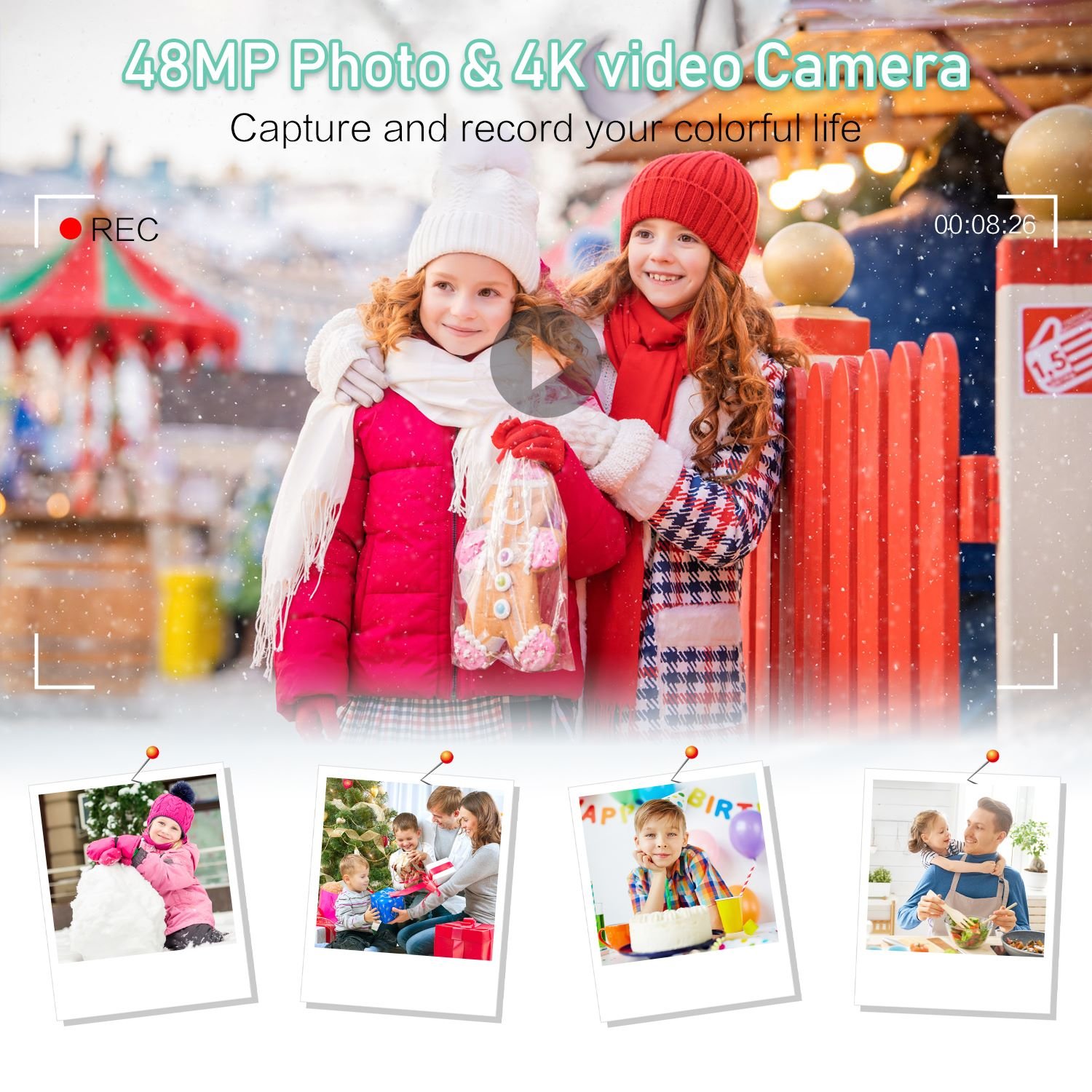 Portable Digital Camera Gift For Friends and kids Camera Face Detection 48MP HD Camera