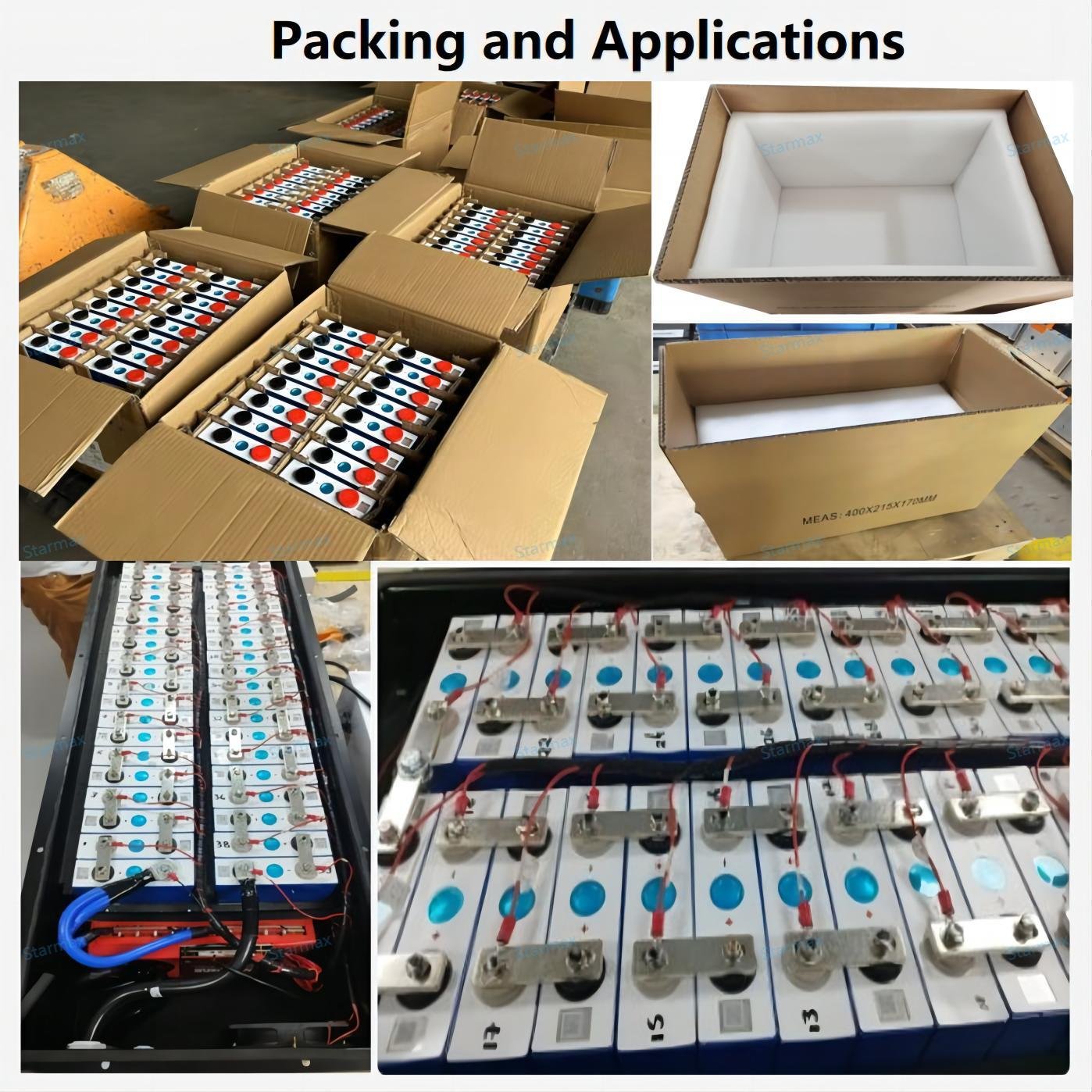 Starmax Ev E 3.2V 105Ah Rechargeable Lithium Ion Batteries Lifepo4 Battery 105Ah Prismatic Cell Solar Energy Storage Battery