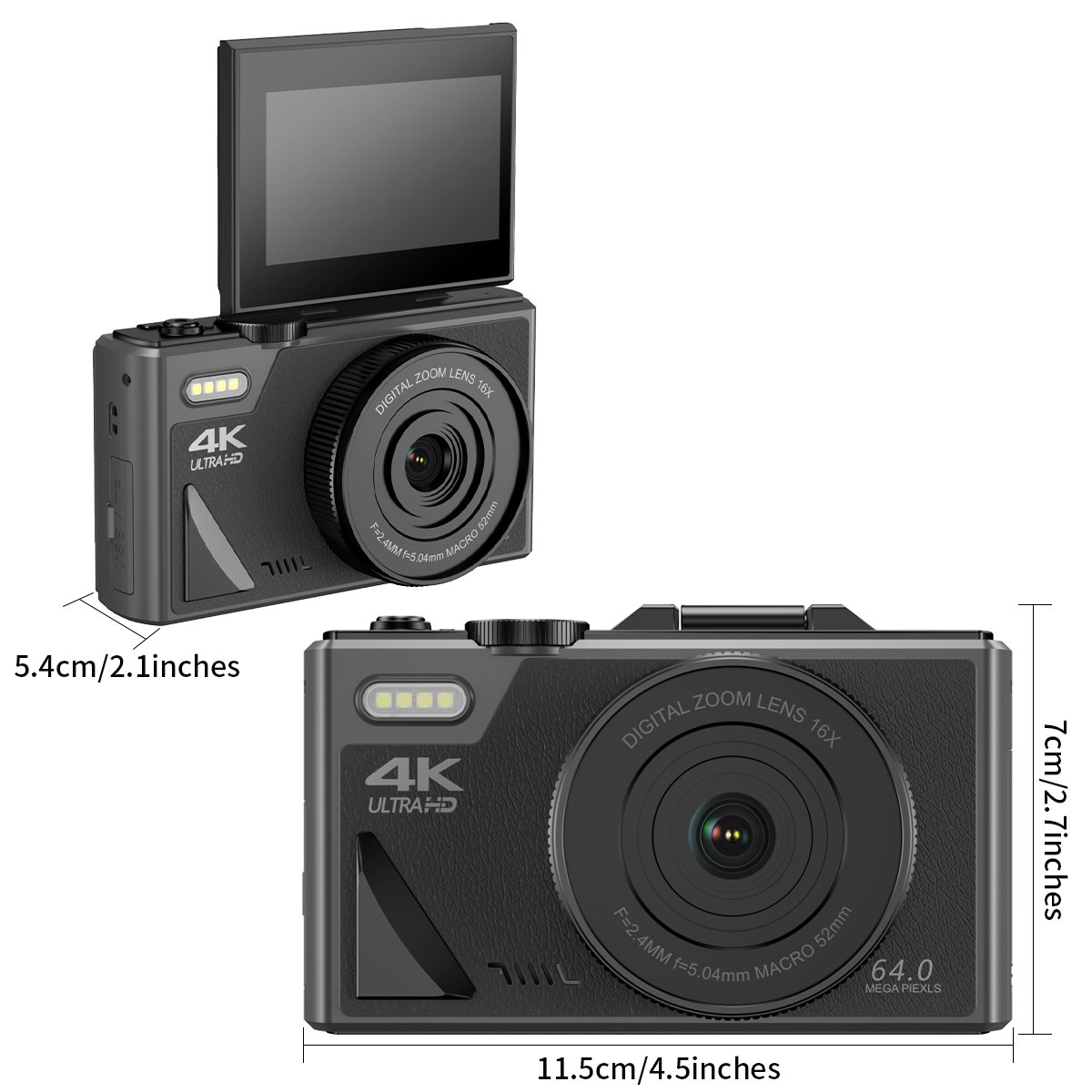 Hot Sale HD 4K 64MP Digital Retro Camera 3.0 TFT Flip Screen 18X Digital Zoom with Wifi Photo+Video Recording Vlog Camera