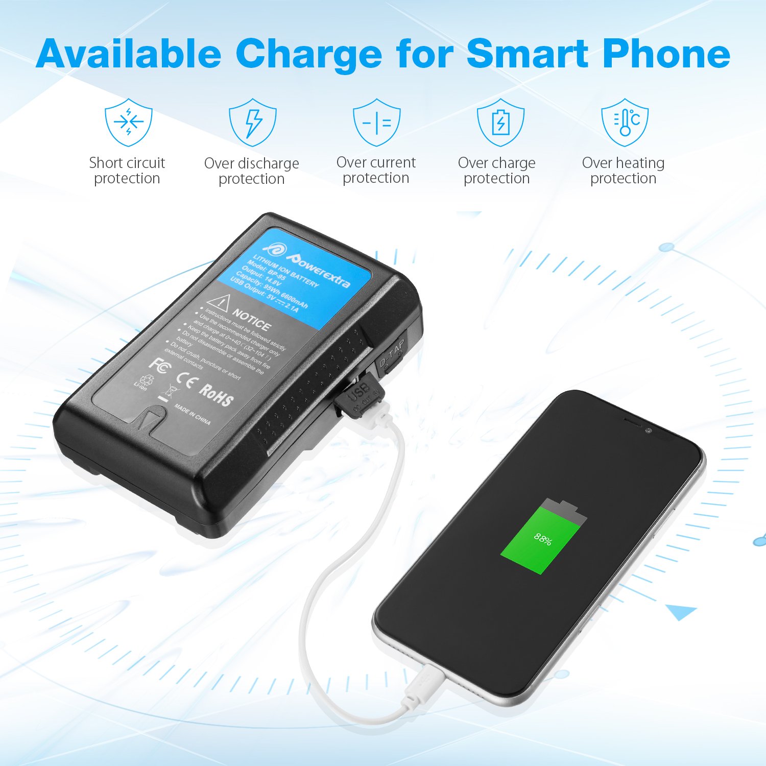 Over 400+ Cycles Led Indicator USB Output Rechargeable 95wh 6600mAh 14.8v V Mount Digital Camera Lithium ion Batteries