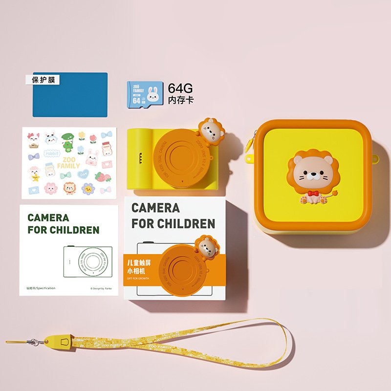Touch Screen Cameras Rechargeable Children Camera Kids 48MP Cartoon Full HD 1080P Digital Video Camera With 64GB Memory Card