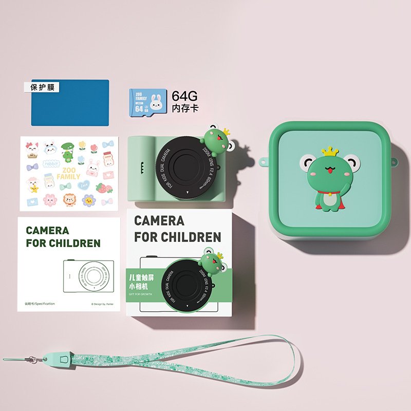 Touch Screen Cameras Rechargeable Children Camera Kids 48MP Cartoon Full HD 1080P Digital Video Camera With 64GB Memory Card