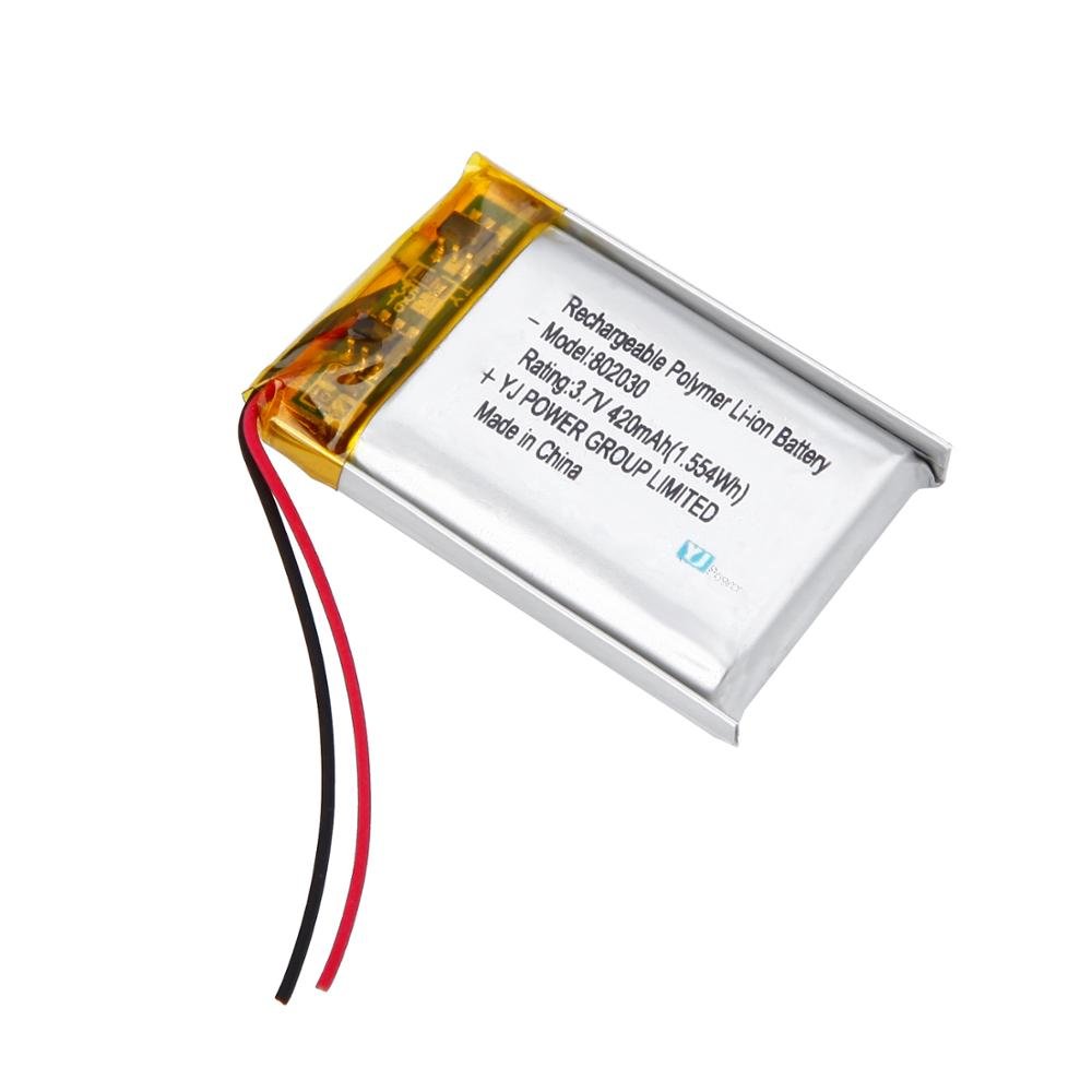 Rechargeable YJ802030 420mAh 3.7v KC Lithium ion polymer lipo battery