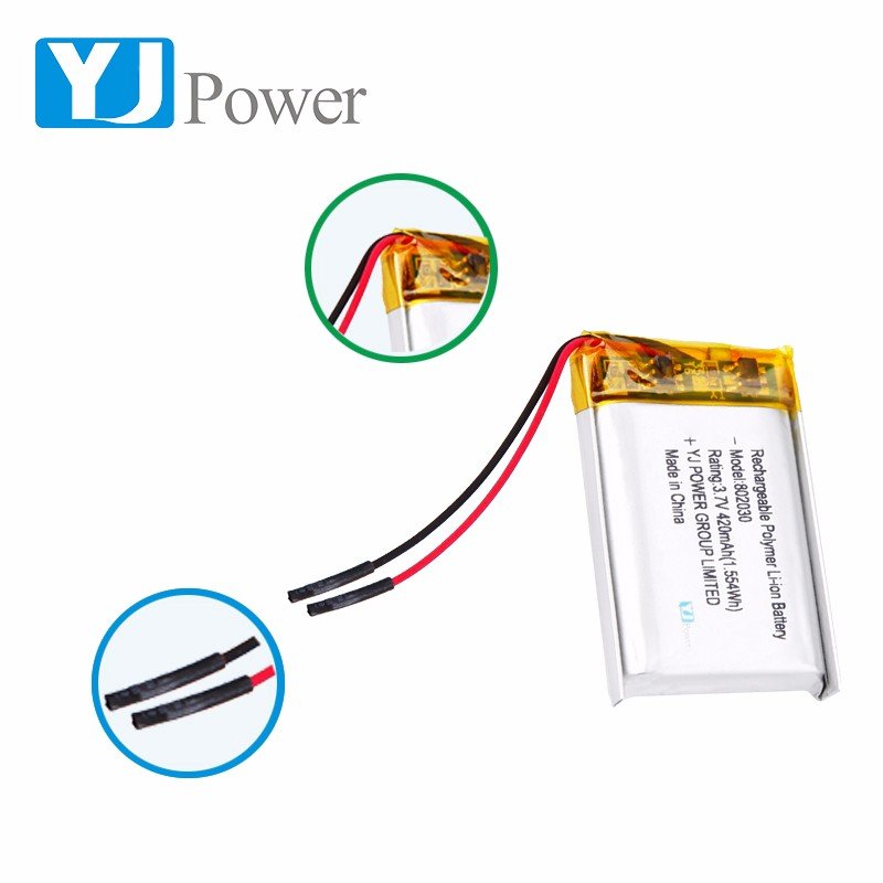 Rechargeable YJ802030 420mAh 3.7v KC Lithium ion polymer lipo battery