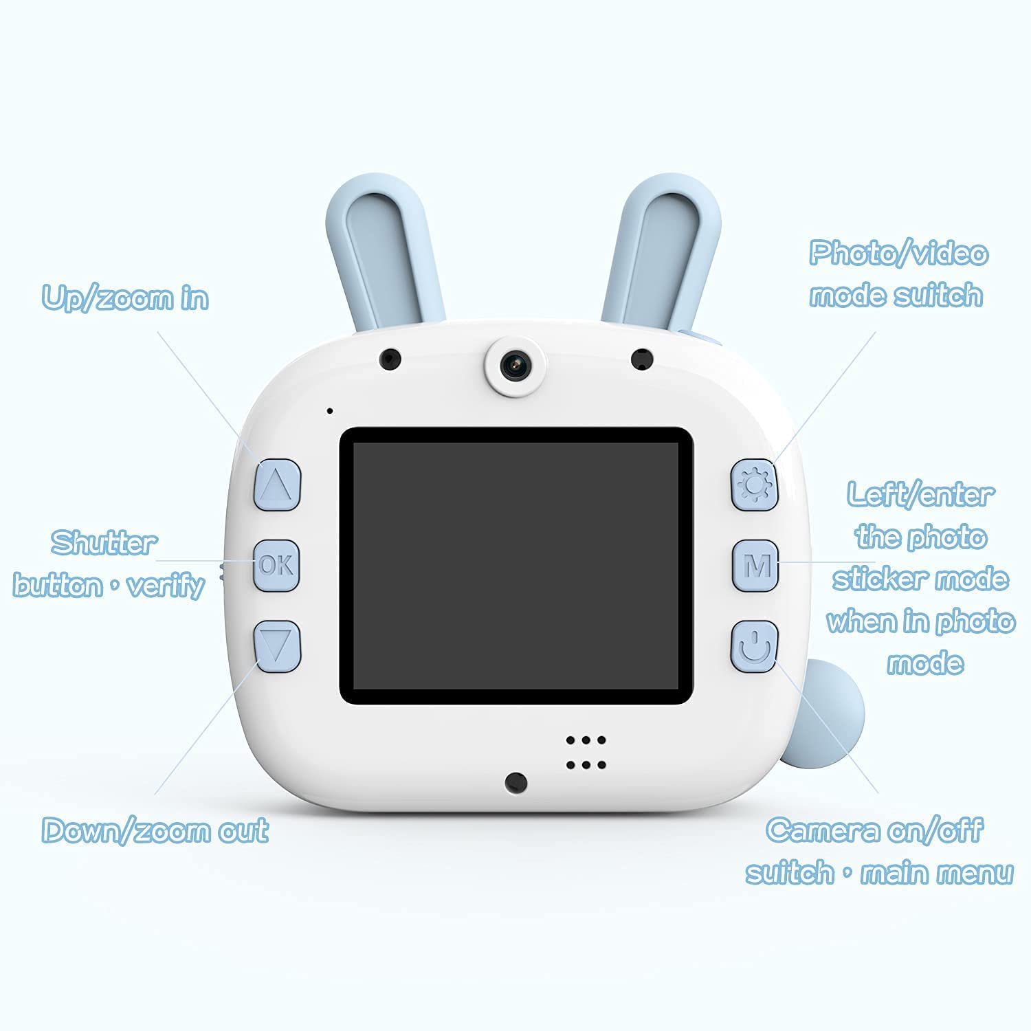 Instant Digital Print Camera Mini Cartoon Rabbit Wifi Selfie Smart Video Photo With Thermal Photo Paper For Kids Birthday Gift