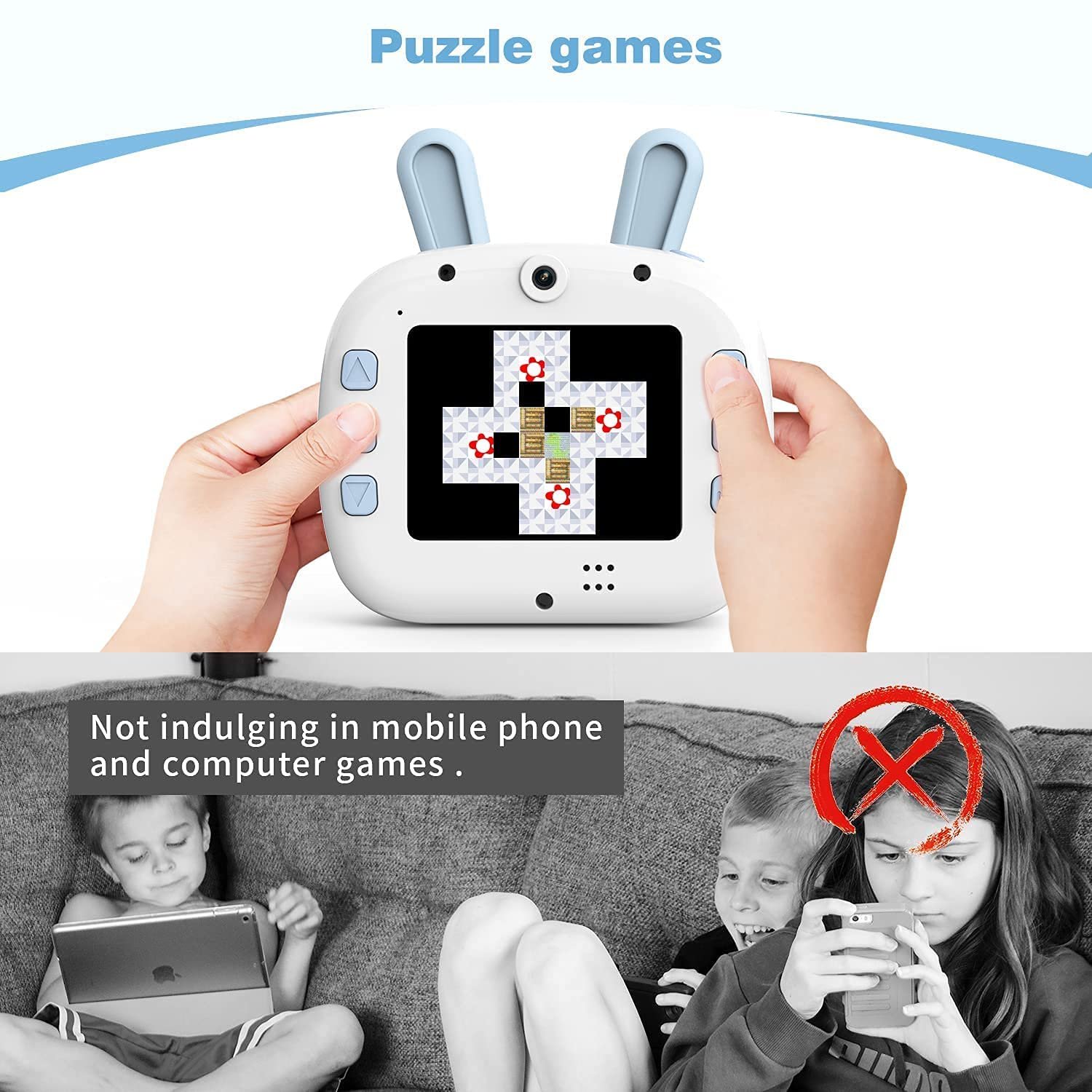 Instant Digital Print Camera Mini Cartoon Rabbit Wifi Selfie Smart Video Photo With Thermal Photo Paper For Kids Birthday Gift