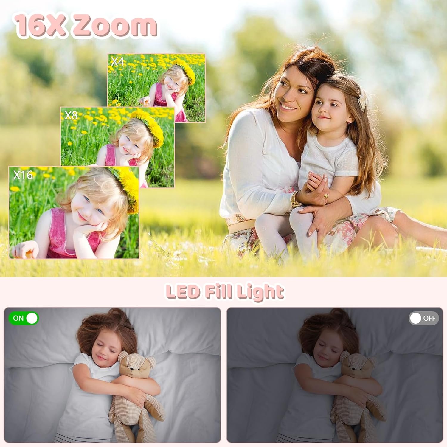 FHD 4K 58MP Digital Camera with 2.88" IPS Screen 16X Zoom, Macro Mode, 20Creative Filters