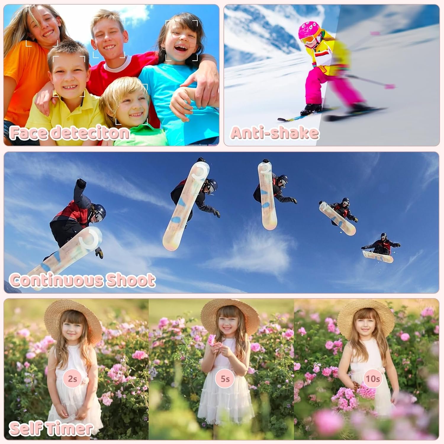 FHD 4K 58MP Digital Camera with 2.88" IPS Screen 16X Zoom, Macro Mode, 20Creative Filters
