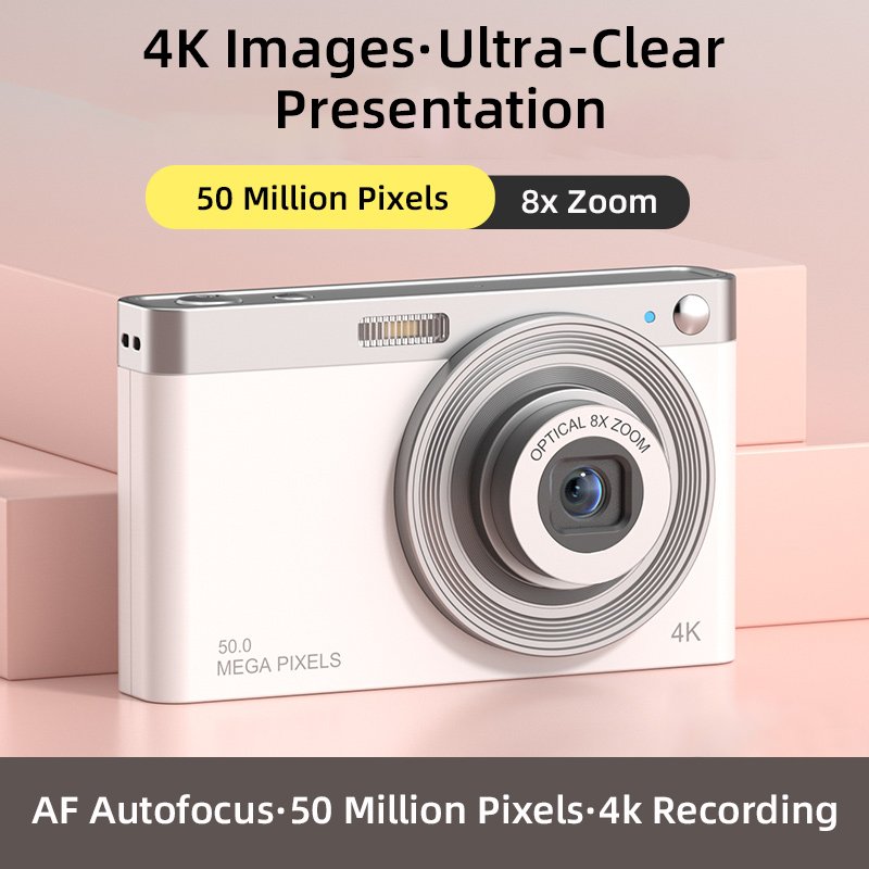 Newest Portable HD 4K 50MP Video Digital Camera 8X Optical Zoom AF Autofocus 2.88 Inch IPS Screen Vlog Mini Camera for Travel