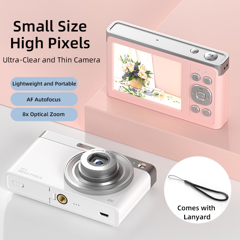 Newest Portable HD 4K 50MP Video Digital Camera 8X Optical Zoom AF Autofocus 2.88 Inch IPS Screen Vlog Mini Camera for Travel