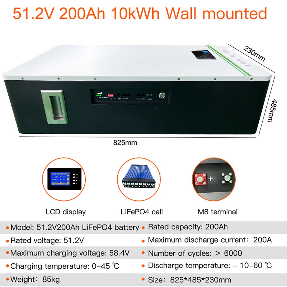 Rechargeable Solar Battery 48V 51.2V 200AH 280AH LiFePO4 Batteries 10KWH 12KWH 15KWH for Home Power