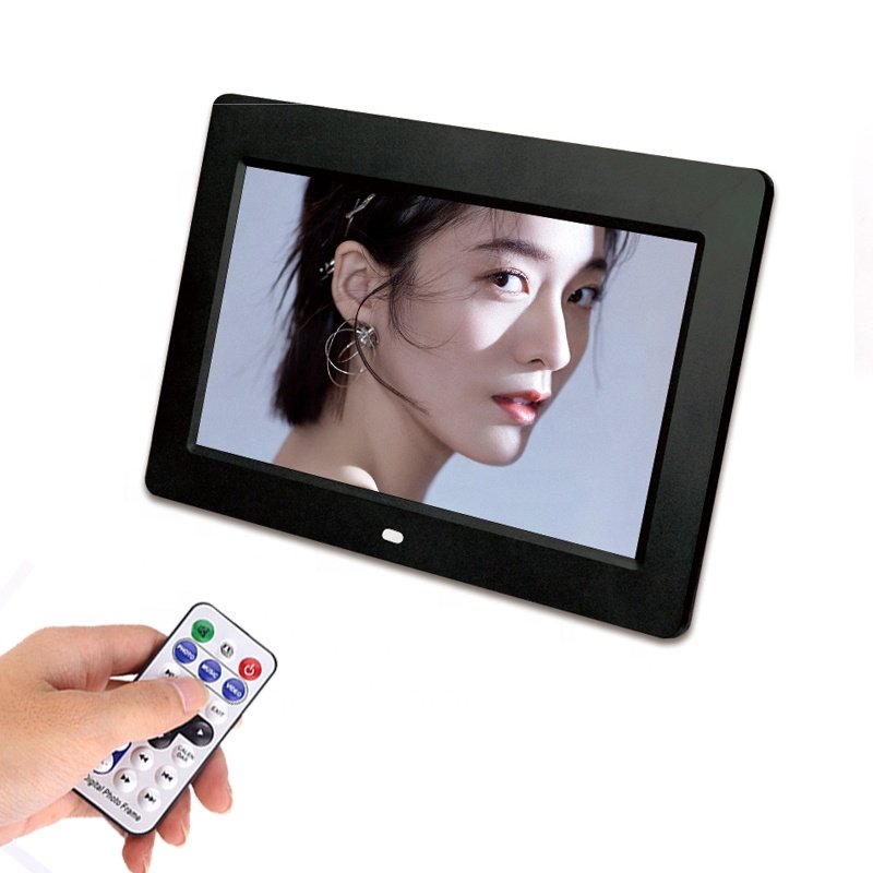 Battery operated digital photo frame 7 inch 16:9 rate screen full 1080p resolution lcd electronic loop video