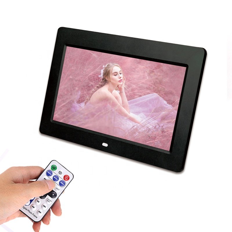 Battery operated digital photo frame 7 inch 16:9 rate screen full 1080p resolution lcd electronic loop video