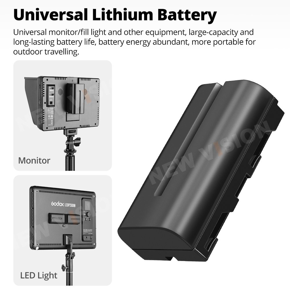 NP-F970/NP-F750/NP-F550 6600mAh lithium battery and USB charging cable for LED Video light and monitor