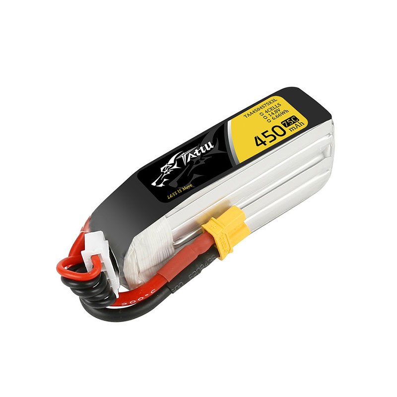 Tattu 4S 450mah 75C 14.8V Digital Lipo Battery Pack with XT30 Plug Long Size for H Frame