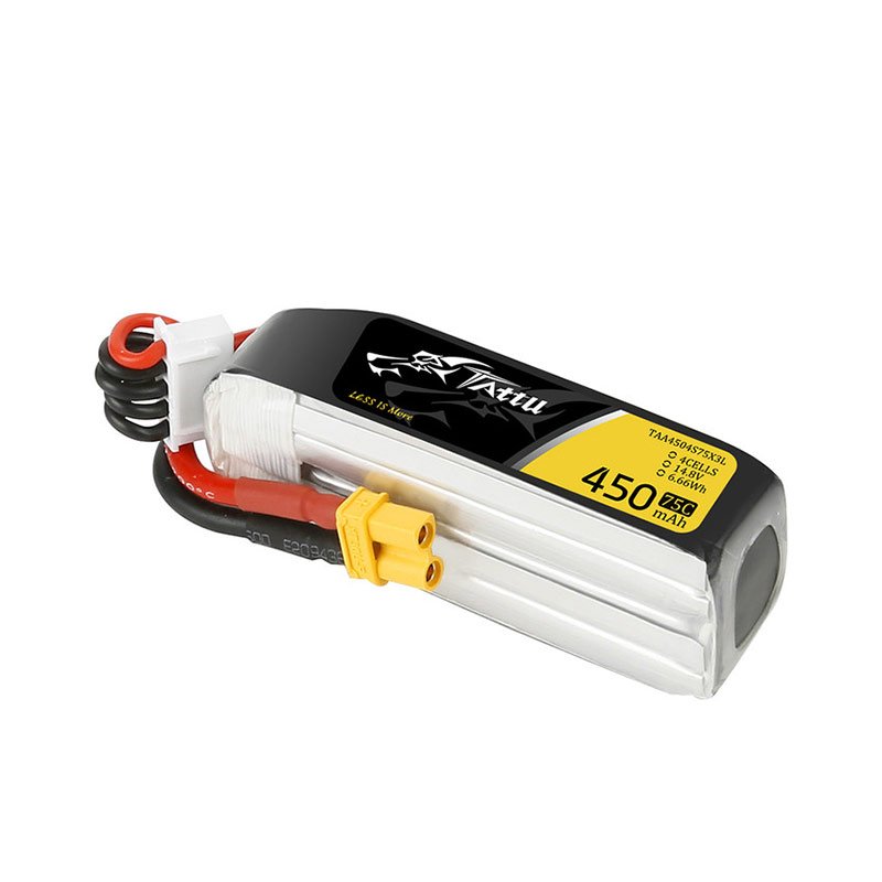 Tattu 4S 450mah 75C 14.8V Digital Lipo Battery Pack with XT30 Plug Long Size for H Frame